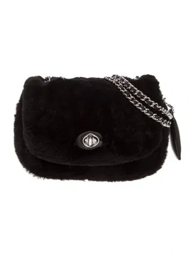 Pre-owned Coach Faux Fur Shoulder Bag In Black