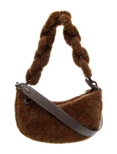 Pre-owned Coach Faux Fur Shoulder Bag In Brown
