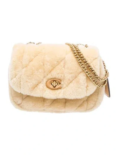 Pre-owned Coach Faux Fur Shoulder Bag In Neutral