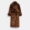 Coach Faux Fur Teddy Coat In Recycled Polyester In Brown