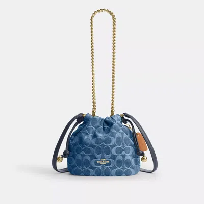 Coach Faye Mini Drawstring Bag In Signature Denim In Blue
