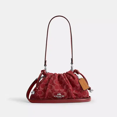 Coach Faye Shoulder Bag In Signature Denim In Red