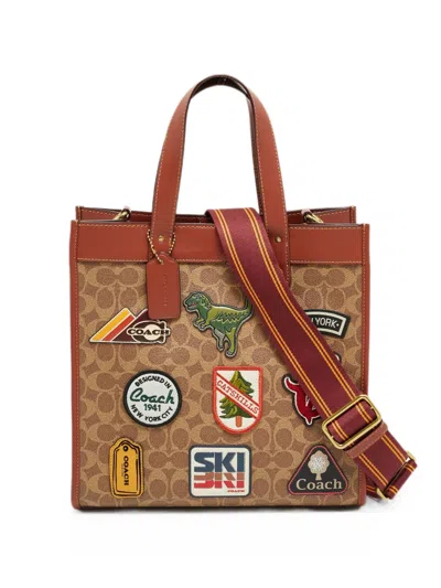 Coach Field Patchwork Tote Bag In Brown
