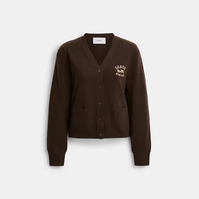 Coach Fine Cashmere Cardigan In Brown