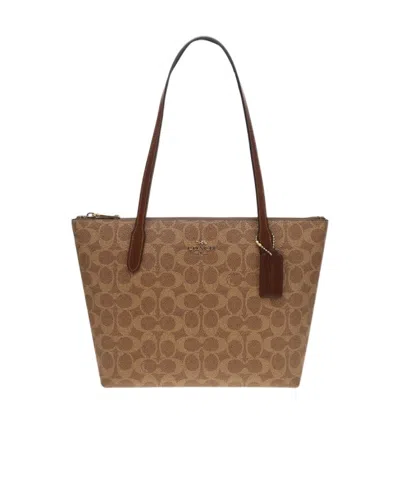 Coach Fiona Signature Canvas Zip Tote