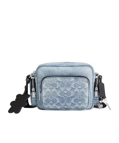 Coach Fletcher Crossbody Bag In Loved Signature Denim In Gray