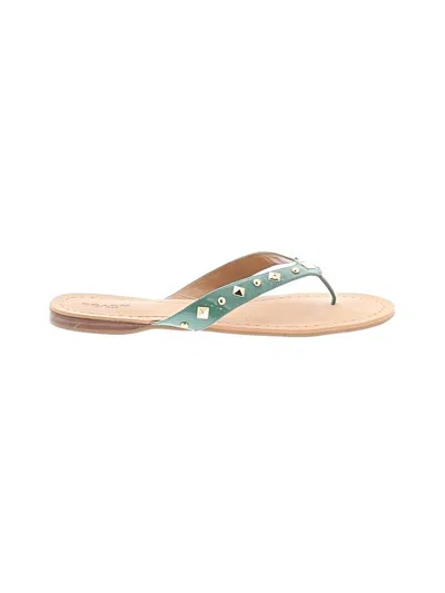 Pre-owned Coach Flip Flops In Green