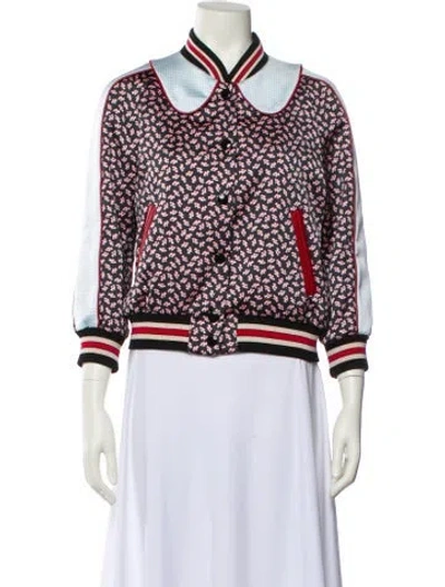 Pre-owned Coach Floral Print Bomber Jacket In Black