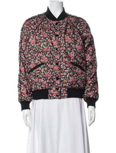 Pre-owned Coach Floral Print Bomber Jacket In Multicolor