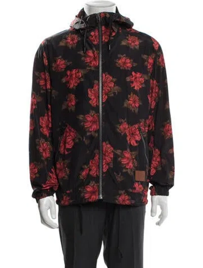 Pre-owned Coach Floral Print Jacket In Black/red