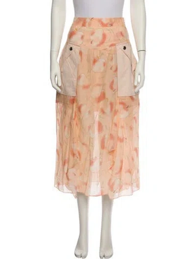 Pre-owned Coach Floral Print Midi Length Skirt In Orange