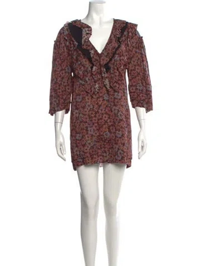 Pre-owned Coach Floral Print Mini Dress In Purple