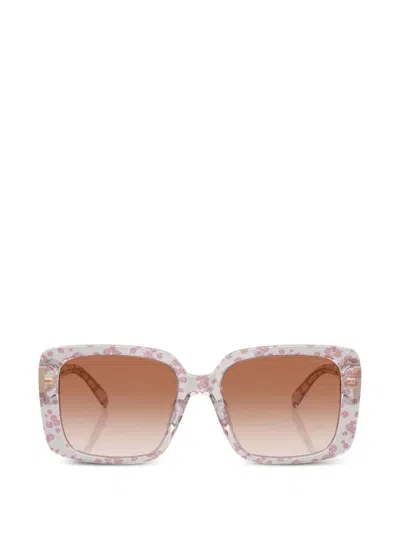 Coach Floral-print Square-frame Sunglasses In Multi