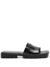 Coach Florence Black Leather Flat Mules In Black