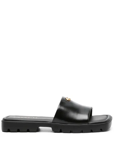 Coach Florence Black Leather Flat Mules