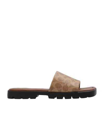Coach Florence Sandal In Signature Canvas In Brown