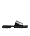 Coach Florence Black Leather Flat Mules In Black