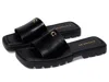 Coach Florence Black Leather Flat Mules In Multi