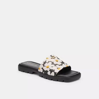 Coach Florence Sandal With Floral Print In Chalk Multi