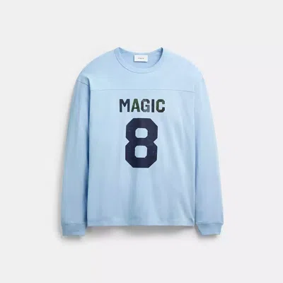 Coach Football Long Sleeve Relaxed T-shirt In Blue