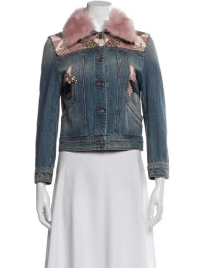 Pre-owned Coach Fur Jacket In Blue