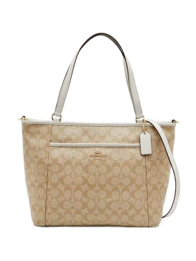 Pre-owned Coach Gallery Signature Tote Bag In Neutrals