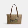 COACH GALLERY TOTE BAG IN SIGNATURE CANVAS WITH FLORAL HORSE AND CARRIAGE