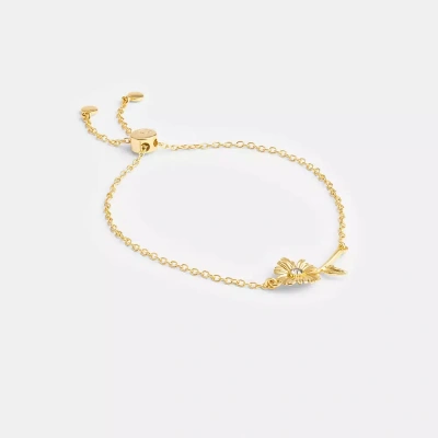 Coach Garden Flower Slider Bracelet In Gold