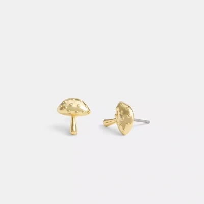 Coach Garden Mushroom Stud Earrings In Gold
