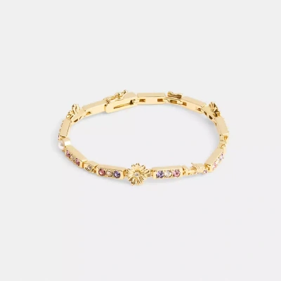 Coach Garden Tennis Bracelet In Gold/multi