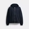 Coach Garment Dyed Zip Hoodie In Blue