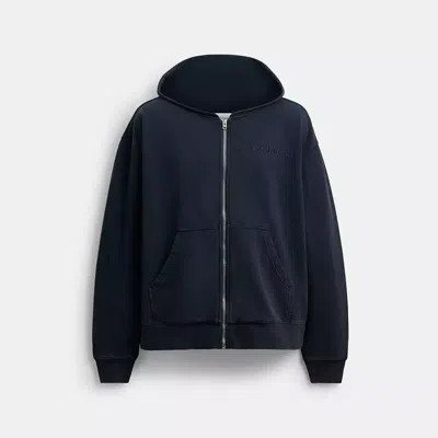 Coach Garment Dyed Zip Hoodie In Blue