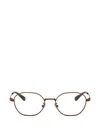 Coach Geometric-frame Titanium Glasses In Brown