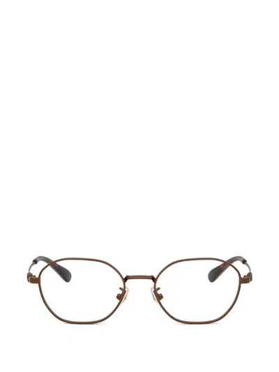 Coach Geometric-frame Titanium Glasses In Brown
