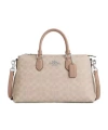 Coach Georgia Satchel Bag In Signature Canvas In Silver/sand/taupe