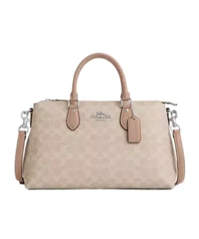 Coach Georgia Satchel Bag In Signature Canvas In Silver/sand/taupe