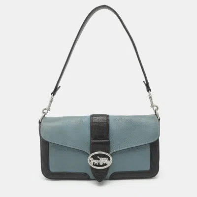 Pre-owned Coach Georgie Blue/black Leather Shoulder Bag