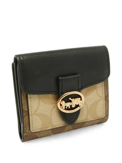 Pre-owned Coach Georgie Monogram Canvas Wallet In Neutral
