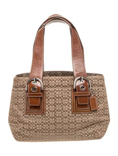 Pre-owned Coach Gg Canvas Shoulder Bag In Neutral