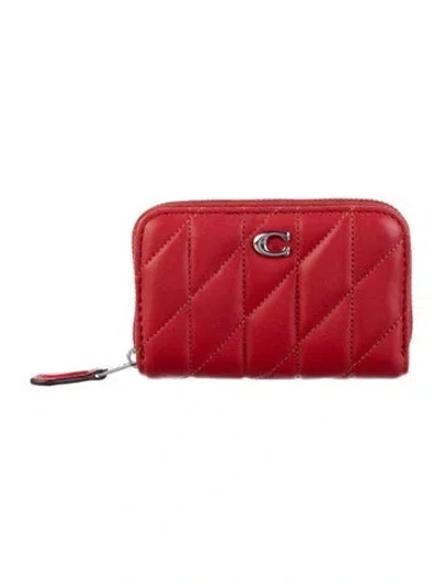 Pre-owned Coach Gg Marmont Matelassé Zip Around Wallet Leather Wallet In Red