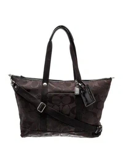 Pre-owned Coach Gg Nylon Weekender Bag In Black