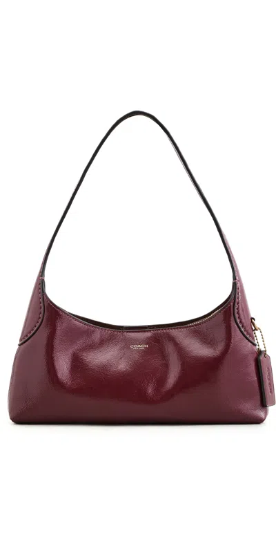 Coach Glazed Leather Brooklyn Shoulder Bag 26 Dark Cherry