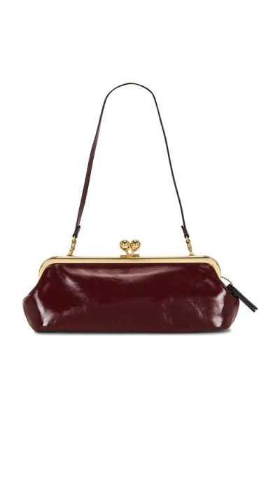 Coach Glazed Leather Kisslock Frame Bag 30 In Dark Cherry