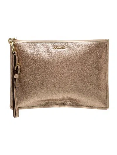 Pre-owned Coach Glitter Clutch In Neutral