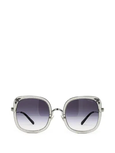 Coach Glitter-effect Floral-embellished Sunglasses In Gray