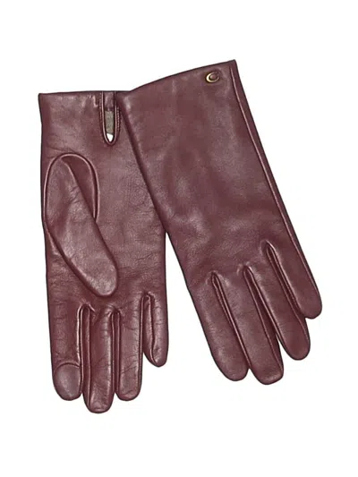 Pre-owned Coach Gloves In Burgundy