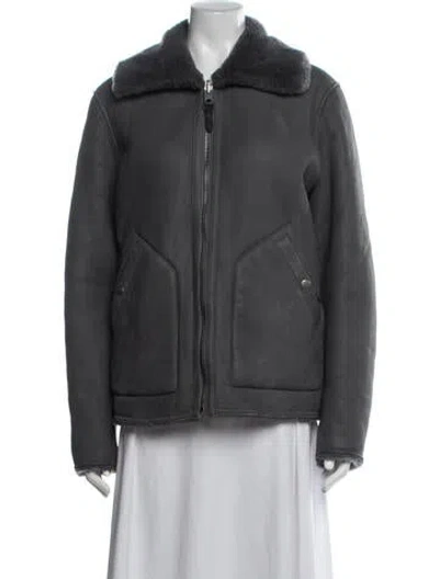 Pre-owned Coach Goat Leather Coat In Grey