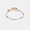 Coach Classic Crystal Pearl Slider Bracelet In Gold