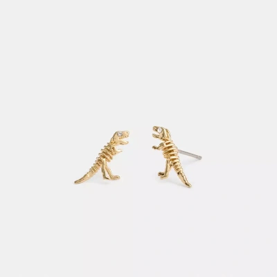 Coach Skeletal Rexy Stud Earrings In Gold