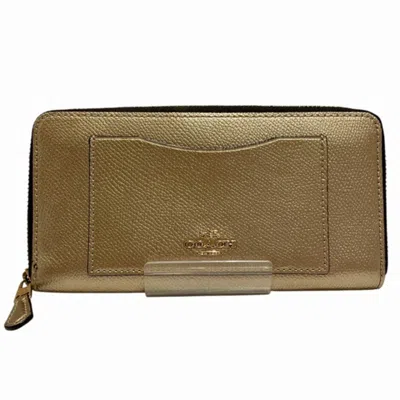 Pre-owned Coach Gold Leather Long Wallet (bi-fold) ()